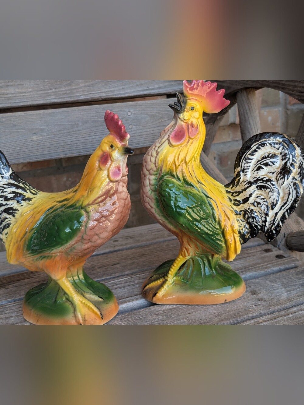 Vintage Ceramic Rooster And Hen Pair